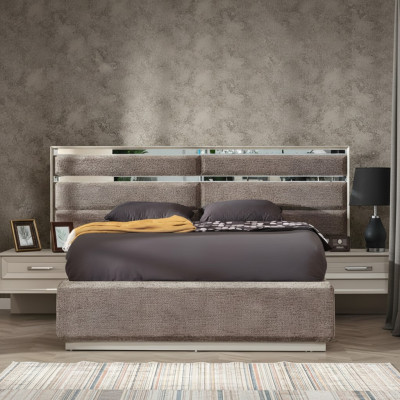 Lit matrimonial de design gris moderne luxe meubles de chambre