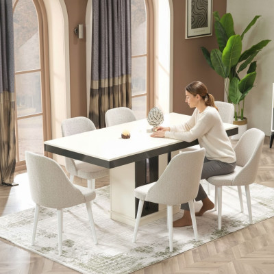 Ensemble de meubles de salle à manger de luxe avec table à manger et 6 chaises
