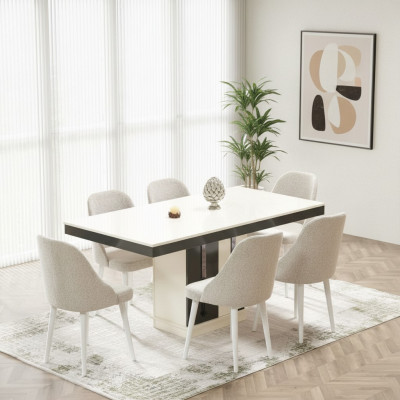 Ensemble de meubles de salle à manger de luxe avec table à manger et 6 chaises