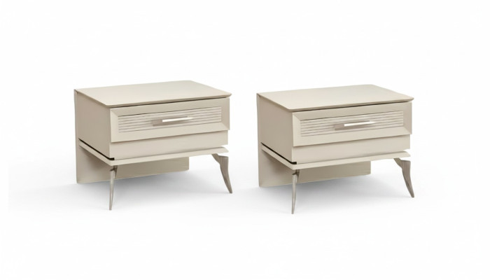 Lit moderne avec 2 tables de nuit de luxe en bois