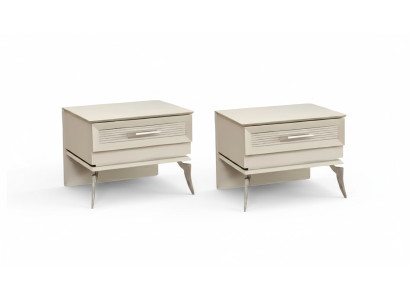Lit moderne avec 2 tables de nuit de luxe en bois