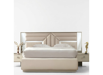 Lit matrimonial au design pour chambre à coucher de luxe en bois