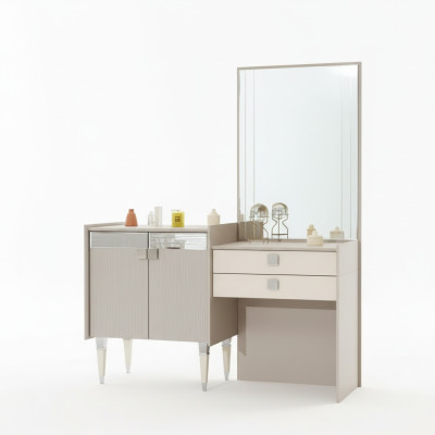 Meuble de coiffeuse de luxe pour chambre avec miroir design en bois moderne