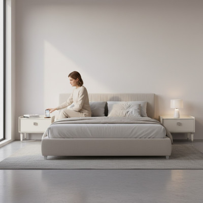 Meubles de luxe en bois pour chambre à coucher 2x tables de nuit design moderne complet