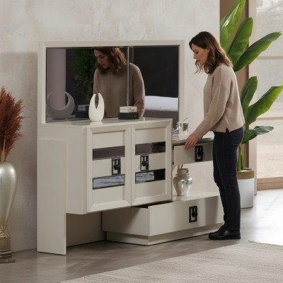 Meuble de coiffeuse en bois de luxe avec miroir design moderne chambre