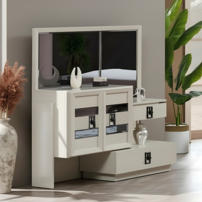 Meuble de coiffeuse en bois de luxe avec miroir design moderne chambre