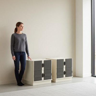 Design 2x tables de nuit en bois mobilier chambre décoration moderne