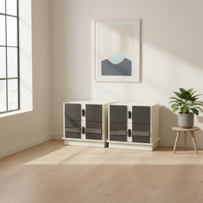 Design 2x tables de nuit en bois mobilier chambre décoration moderne