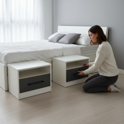 Jeu de 2 tables de nuit en bois pour chambre meubles de luxe décoration complète