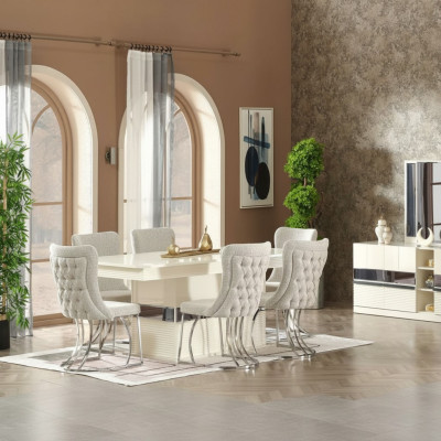 Ensemble de salle à manger de 7 pièces Table à manger avec 6 chaises Design moderne Meubles de luxe Complet