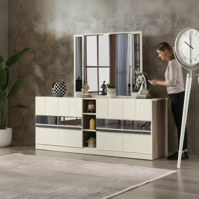 Meuble moderne avec miroir mobilier salle à manger complet meubles de luxe