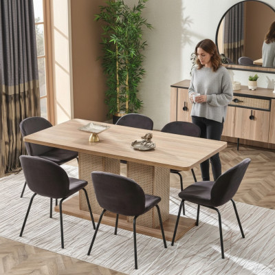 Ensemble de salle à manger 6 chaises table de salle à manger complet 7 pièces design moderne de luxe