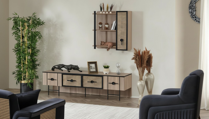 Meuble TV de salon en bois, armoire murale moderne de luxe