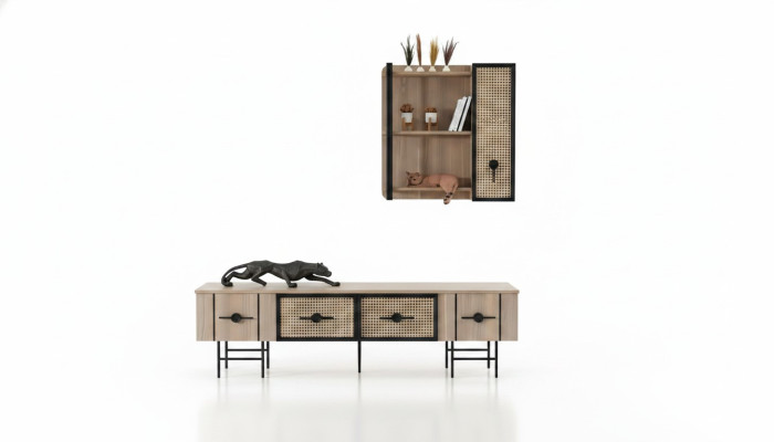 Meuble TV de salon en bois, armoire murale moderne de luxe