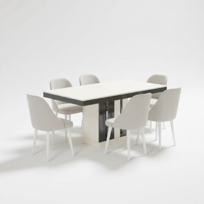 Table à manger avec 6 chaises mobiles en bois moderne table de luxe