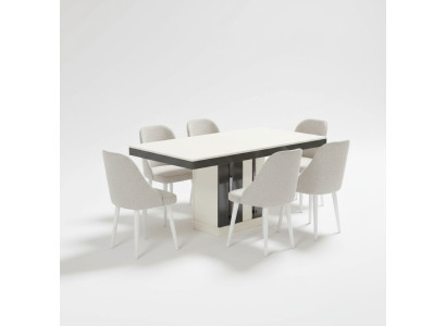 Table à manger avec 6 chaises mobiles en bois moderne table de luxe