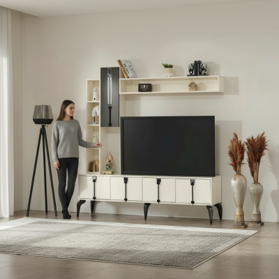 Ensemble de meuble mural pour TV mobile de 4 pièces en bois moderne