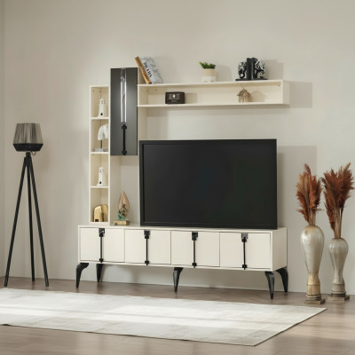 Ensemble de meuble mural pour TV mobile de 4 pièces en bois moderne