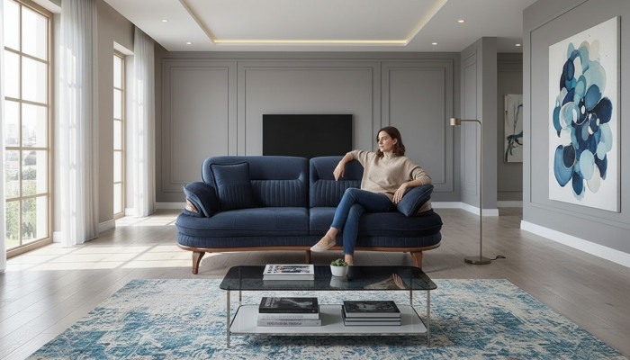 Canapé moderne trois places avec design de meubles rembourrés pour salon