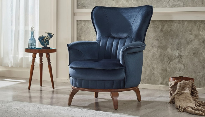 Fauteuil moderne bleu pour salon design meubles rembourrés luxe