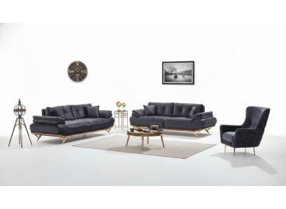 Jeu de canapé 3+3+1 fauteuils en tissu luxueux pour salon