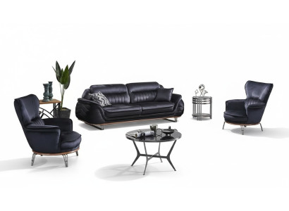 Jeu de canapés de luxe noir 3+1+1 pour salon