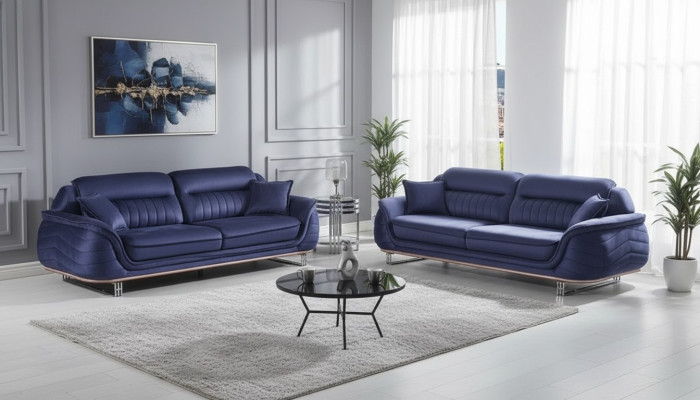Canapé luxueux 2x trois places en tissu pour salon