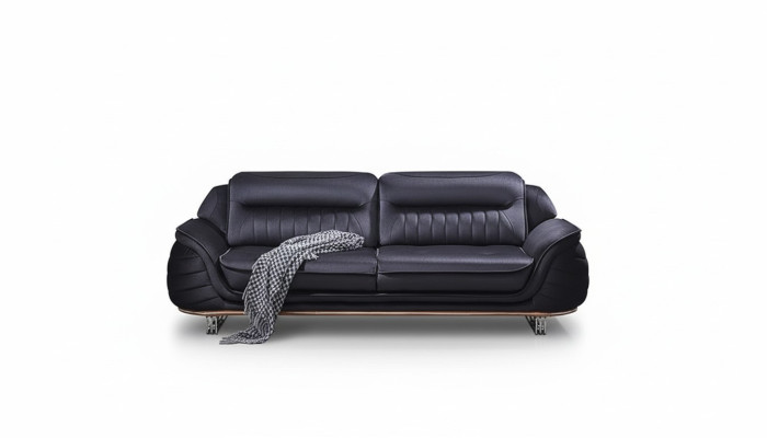 Canapé trois places noir au design luxueux meubles rembourrés