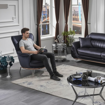 Fauteuil en tissu noir pour salon, meubles rembourrés, siège luxueux