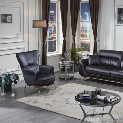 Fauteuil en tissu noir pour salon, meubles rembourrés, siège luxueux