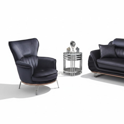 Fauteuil en tissu noir pour salon, meubles rembourrés, siège luxueux