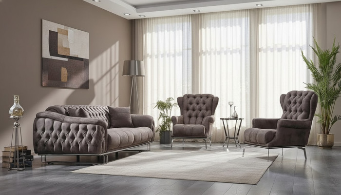 Canapé design 3 pièces meubles rembourrés luxueux tissu