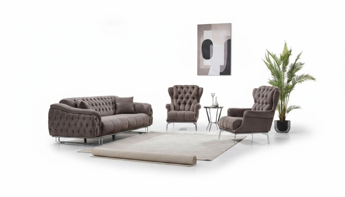 Canapé design 3 pièces meubles rembourrés luxueux tissu