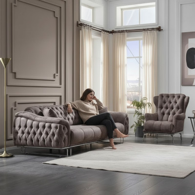 Canapé complet luxueux canapé trois places fauteuil meubles rembourrés salon