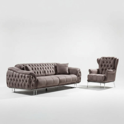 Canapé complet luxueux canapé trois places fauteuil meubles rembourrés salon