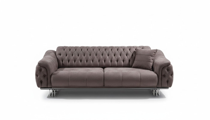 Canapé moderne de luxe trois places en tissu Chesterfield