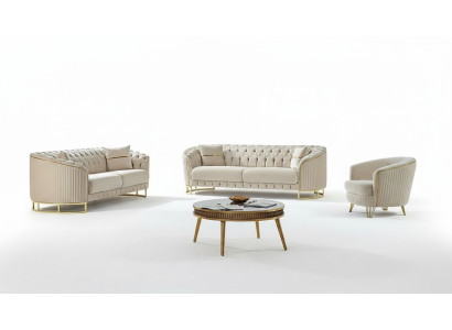 Canapé blanc 3+3+1 places moderne meubles rembourrés en tissu