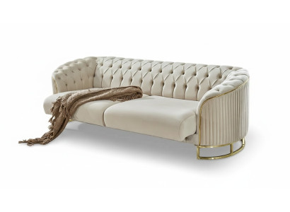 Canapé Chesterfield blanc trois places pour salon