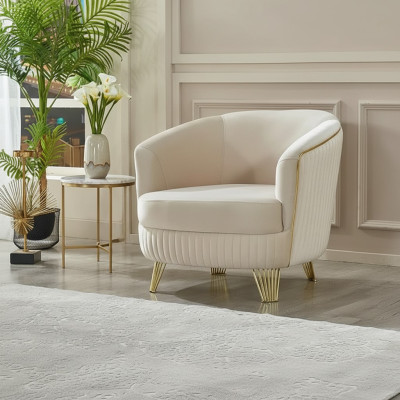 Fauteuil moderne blanc en tissu rembourré pour le salon