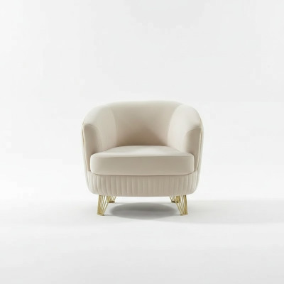 Fauteuil moderne blanc en tissu rembourré pour le salon