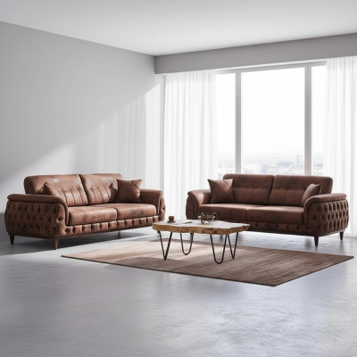 Ensemble de canapés 2x canapé de trois places design moderne