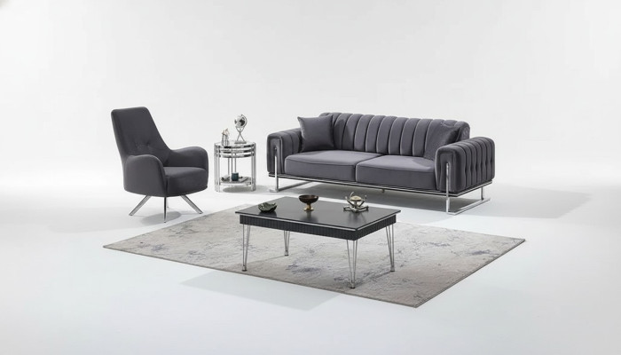 Jeu de canapés en tissu de 2 pièces Canapé Fauteuil Ensemble de rembourrages Canapés modernes pour salon