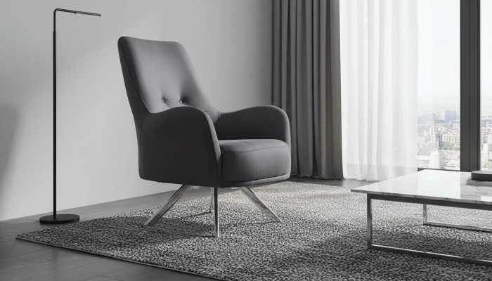 Fauteuil design gris pour salon en tissu moderne