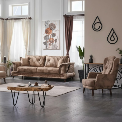 Jeu de canapés de luxe 3+2 places pour salon en tissu