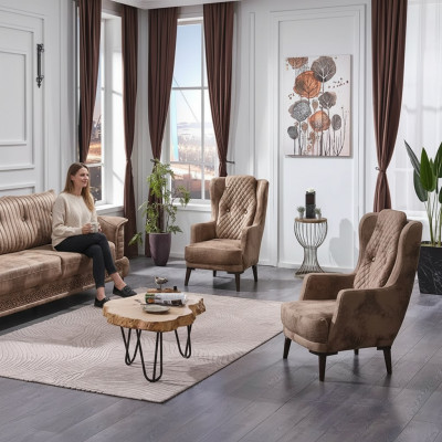 Design 2x Fauteuil de salon rembourré en luxe meubles modernes complets