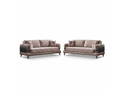 Salon 2x canapé moderne ensemble de canapés design luxe beige