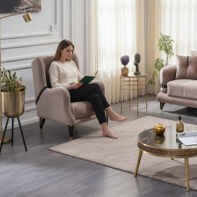 Fauteuil de luxe en tissu pour salon au design moderne