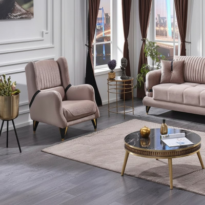 Fauteuil de luxe en tissu pour salon au design moderne