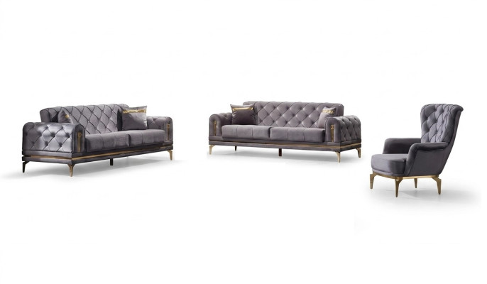 Canapé Chesterfield complet 3+3+1 places Chesterfield luxe salon
