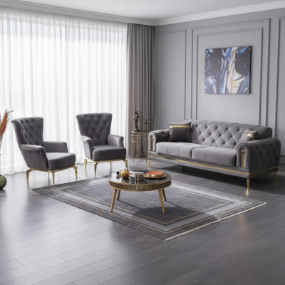 Fauteuil Chesterfield 2x Meubles rembourrés en tissu de luxe Fauteuil Siège Salon